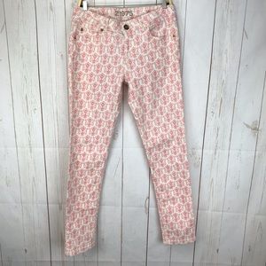 Zara Pink And White Mid Rise Skinny Jeans Size 04